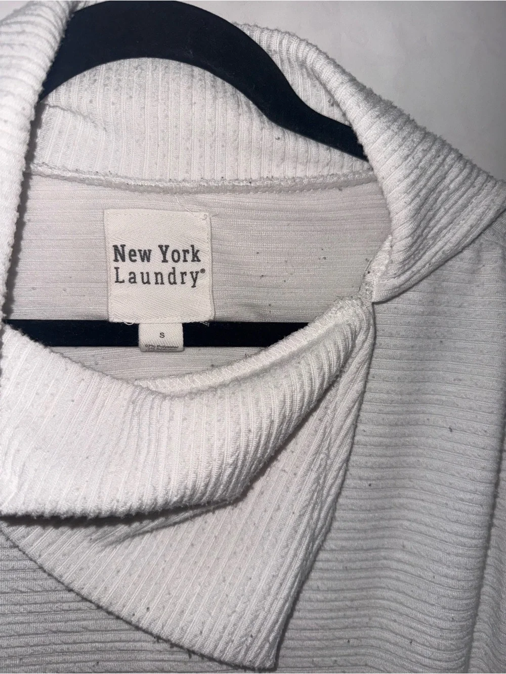 New York Laundry White Cowl Neck Sweater with Shoulder Buttons